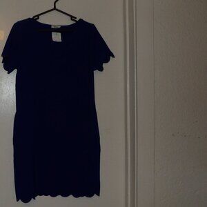 NWT First Love Royal Blue Scalloped Hems Dress Sz M